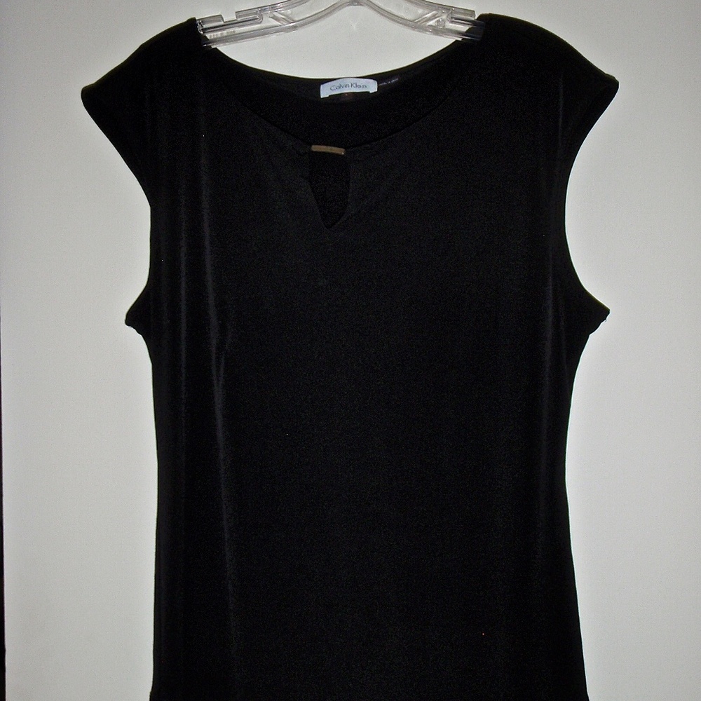 CALVIN KLEIN WOMEN'S SLEEVELESS BLACK STRETCH TOP SIZE L